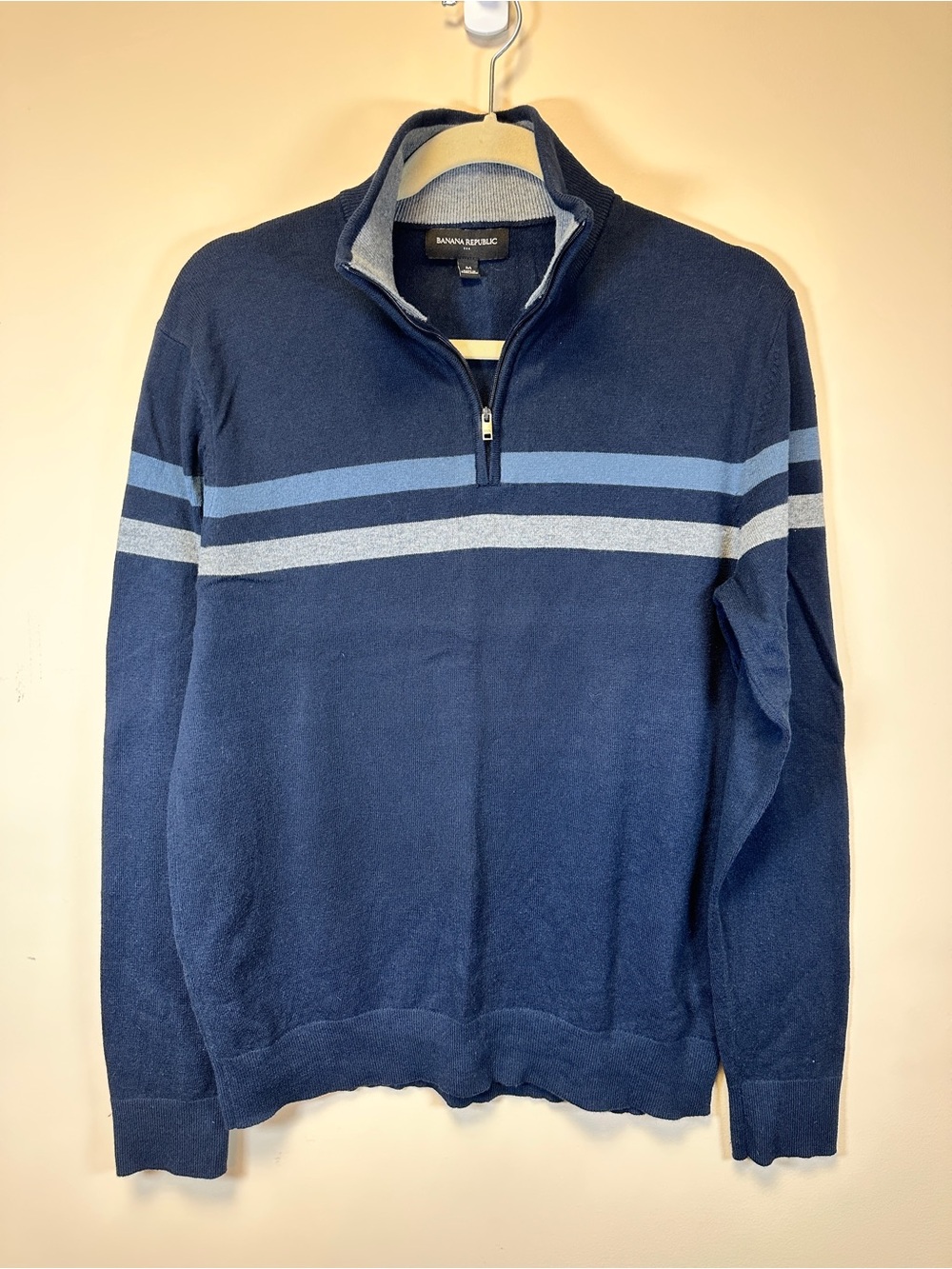 Banana Republic Men’s Medium Cotton Cashmere Silk Blend Quarter Zip Sweater